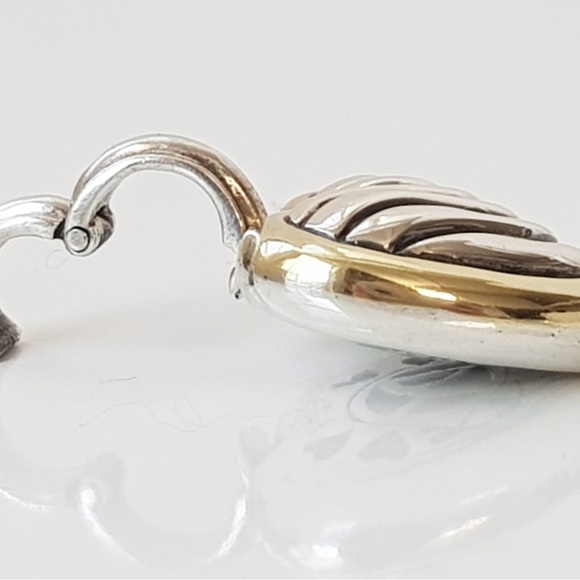 David Yurman Sterling & 18K Gold Large Cable Heart Locket Pendant - Picture 7 of 11